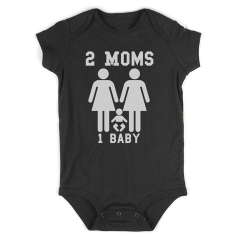 2 Moms 1 Baby Baby Bodysuit One Piece Black