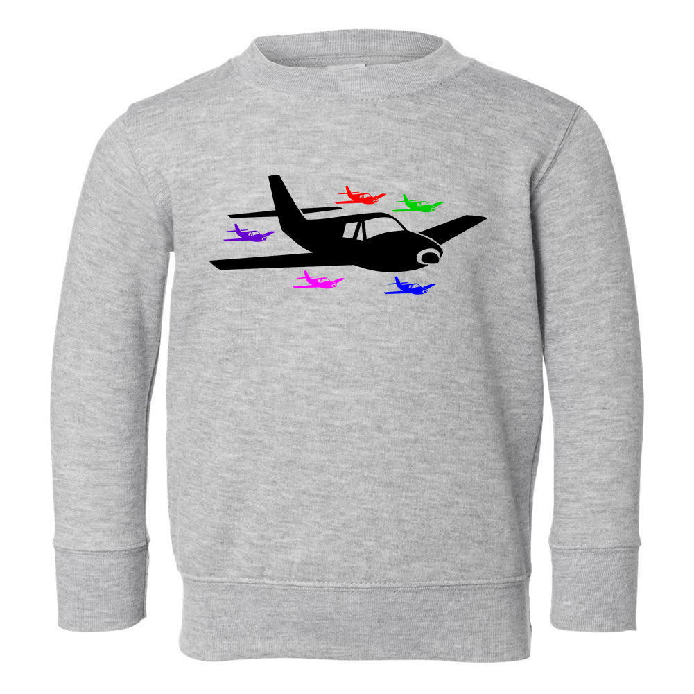 Airplane Birthday Toddler Boys Crewneck Sweatshirt Grey