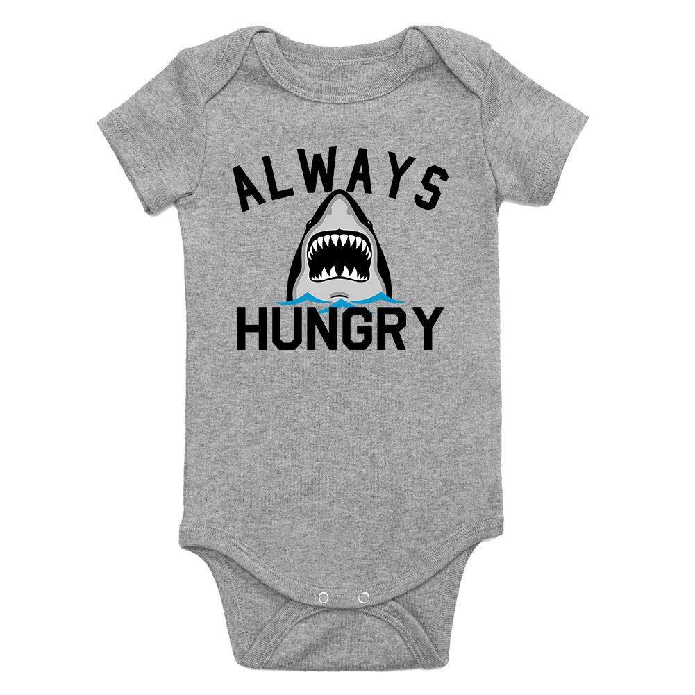 Always Hungry Shark Infant Baby Boys Bodysuit Grey
