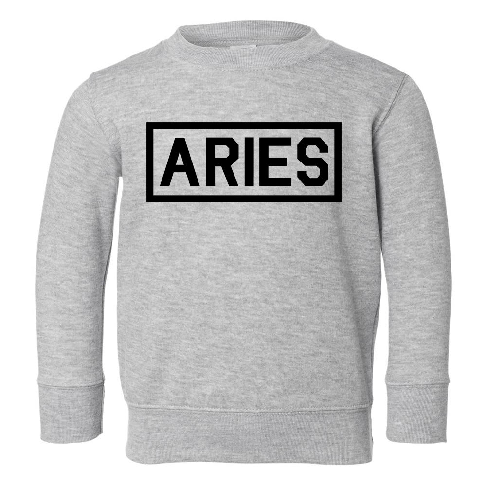 Aries Zodiac Sign Toddler Boys Crewneck Sweatshirt Grey