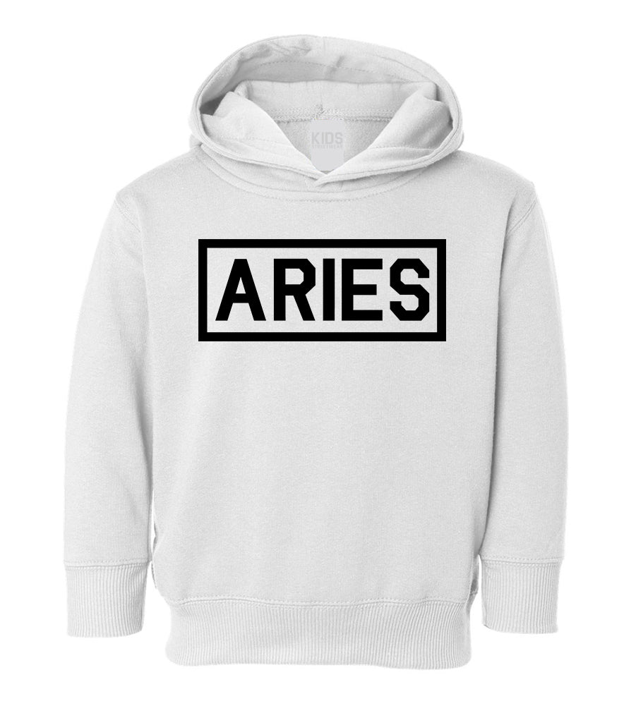 Aries Zodiac Sign Toddler Boys Pullover Hoodie White