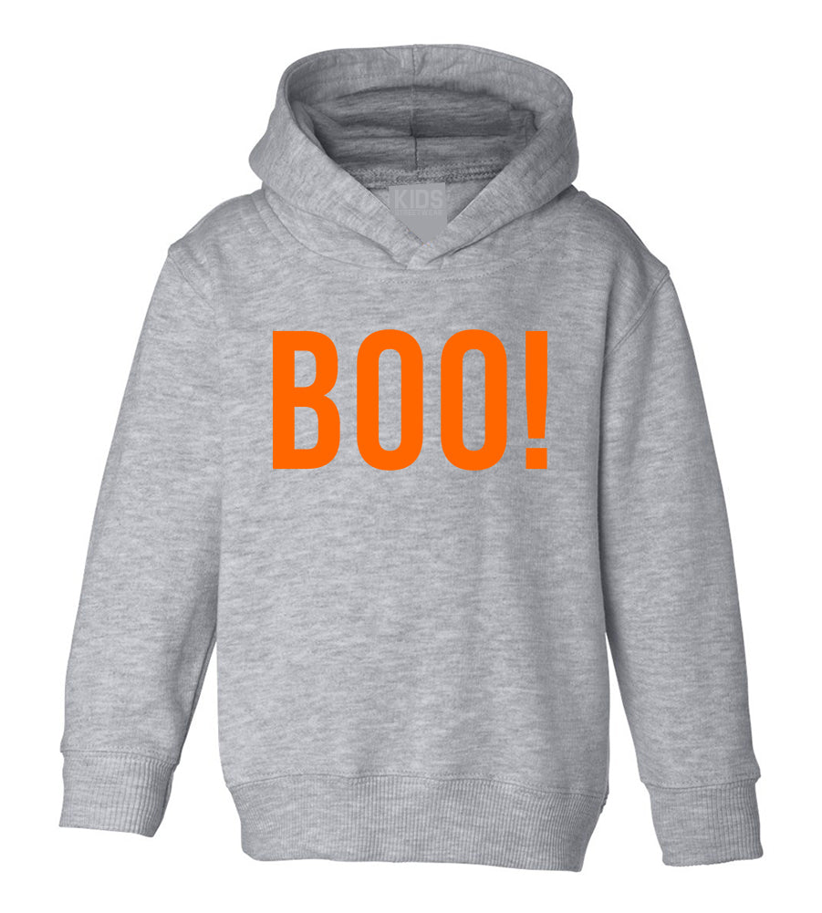 BOO Orange Halloween Toddler Boys Pullover Hoodie Grey