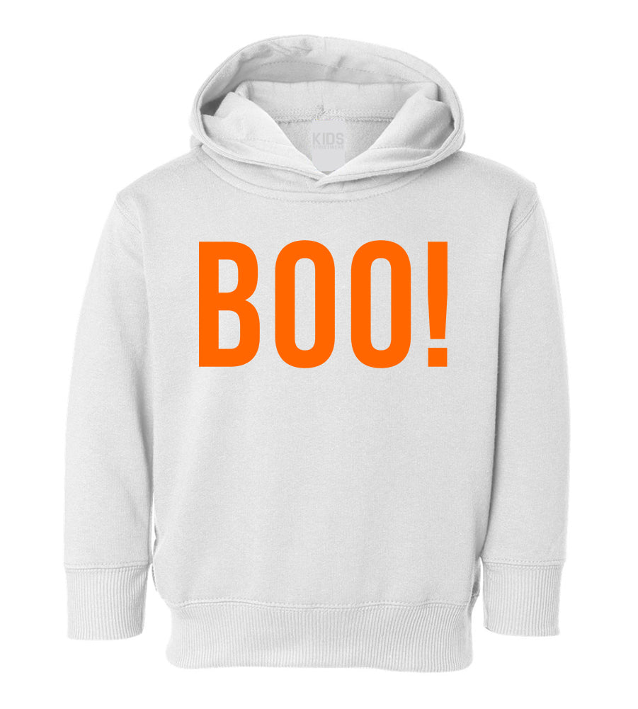 BOO Orange Halloween Toddler Boys Pullover Hoodie White