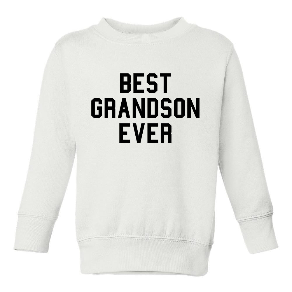 Best Grandson Ever Toddler Boys Crewneck Sweatshirt White