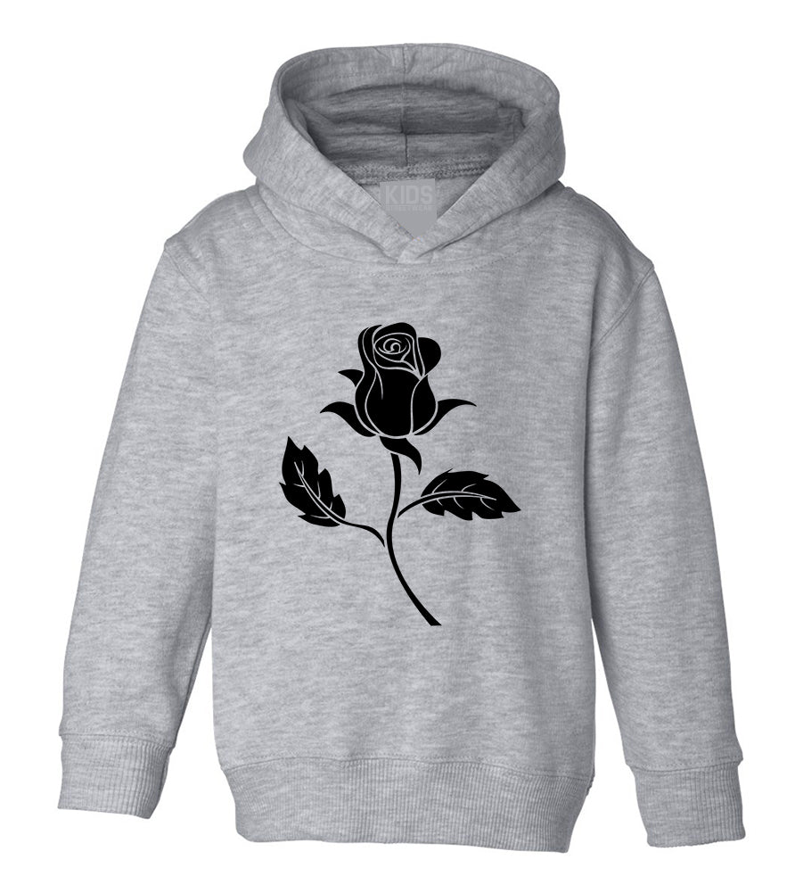 Black Single Rose Toddler Boys Pullover Hoodie Grey