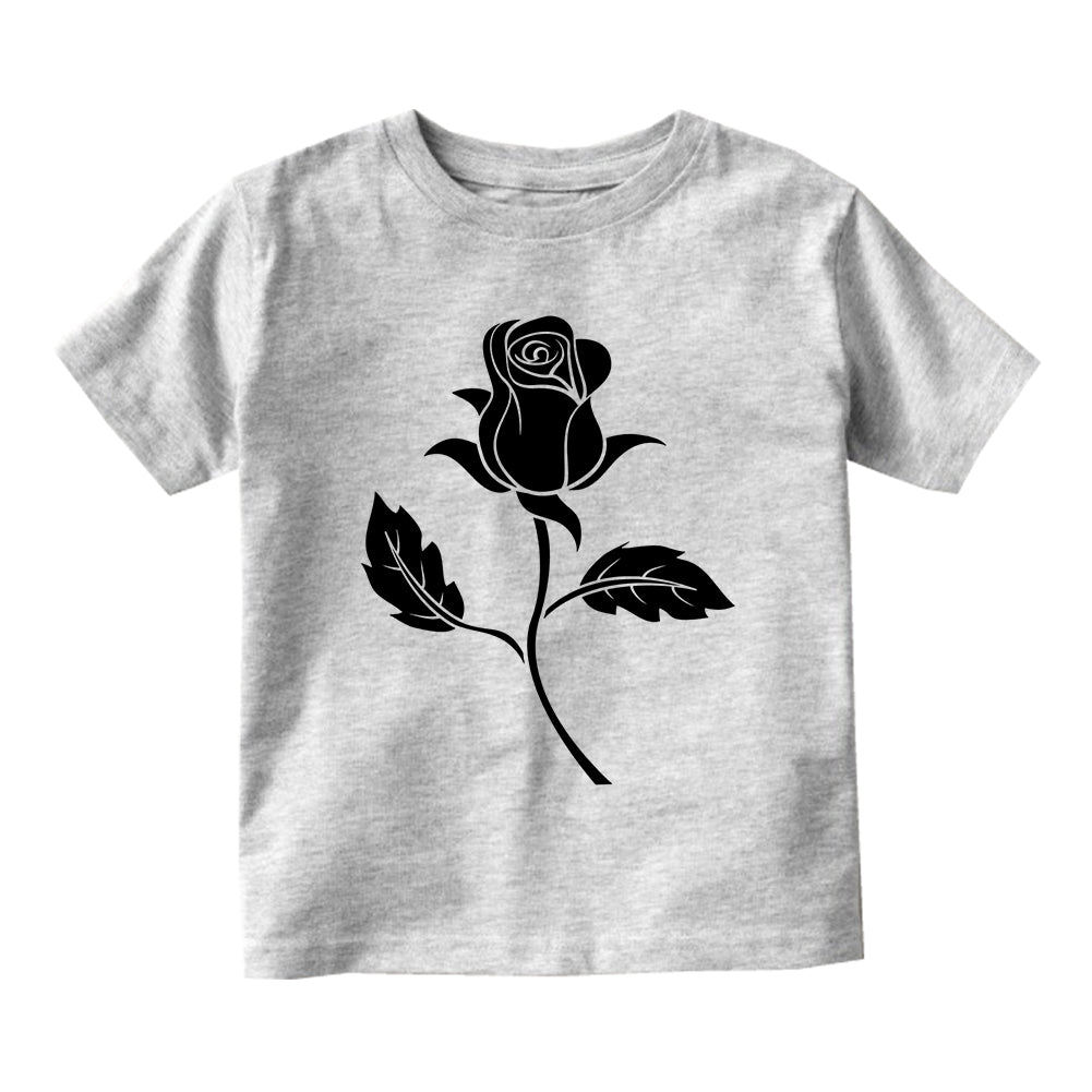 Black Single Rose Toddler Boys Short Sleeve T-Shirt Grey