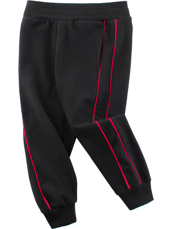 Black And Red Striped Toddler Boys Jogger Pants - Main Image