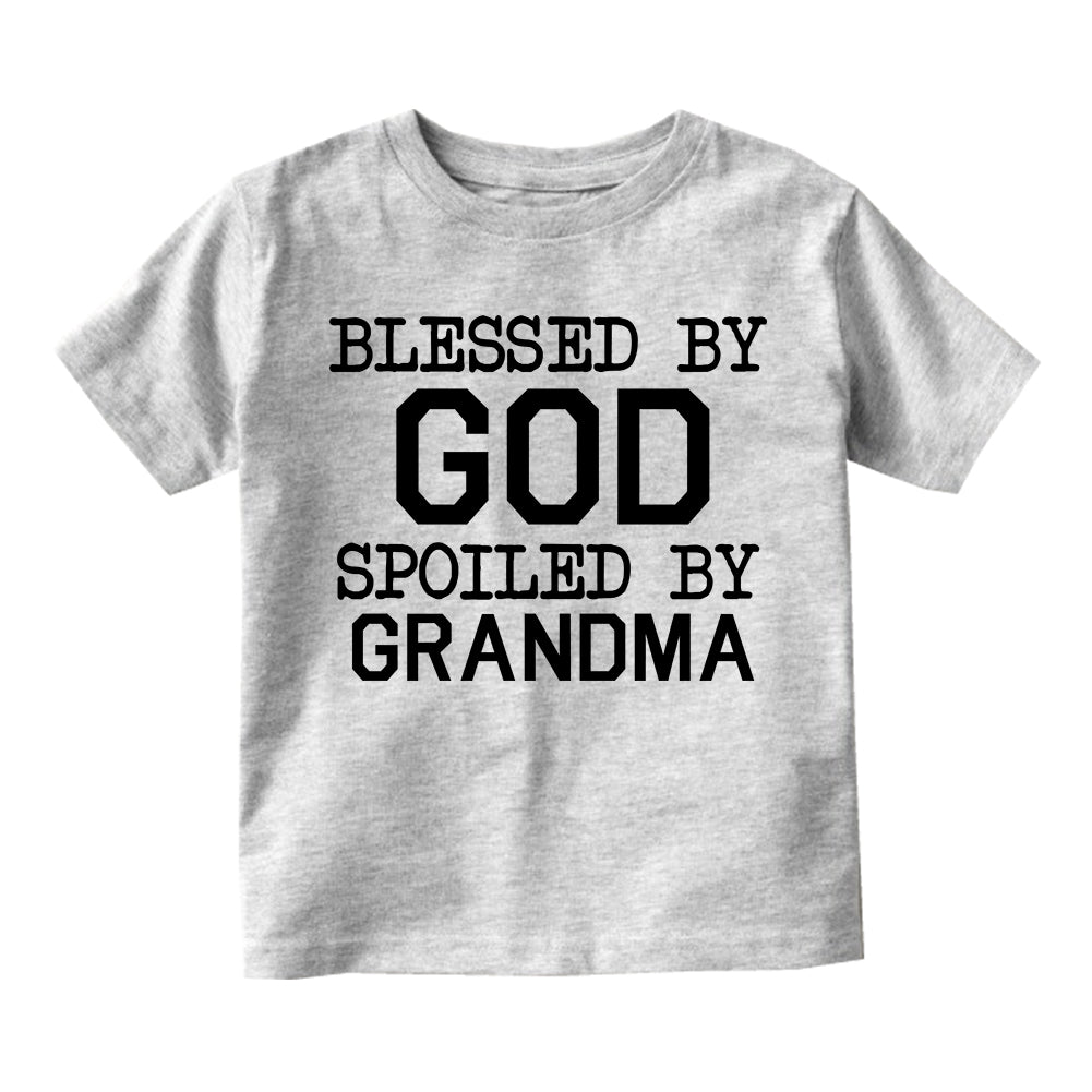 Blessed By God Spoiled By Grandma Toddler Boys Short Sleeve T-Shirt Grey