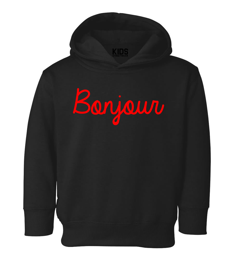 Bonjour Paris Toddler Boys Pullover Hoodie Black