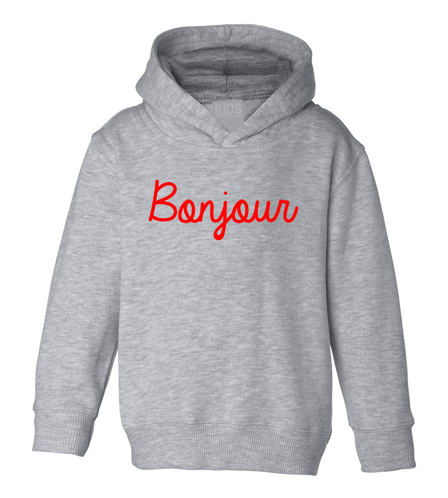 Bonjour Paris Toddler Boys Pullover Hoodie Grey