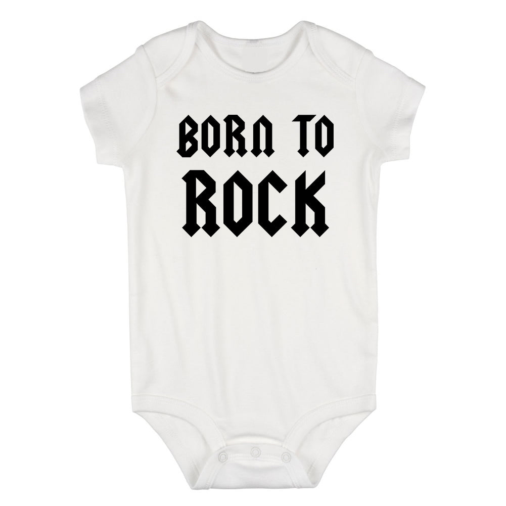 Born To Rock Infant Baby Boys Bodysuit White