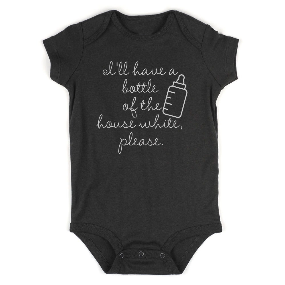 Bottle House White Milk Funny Baby Bodysuit One Piece Black