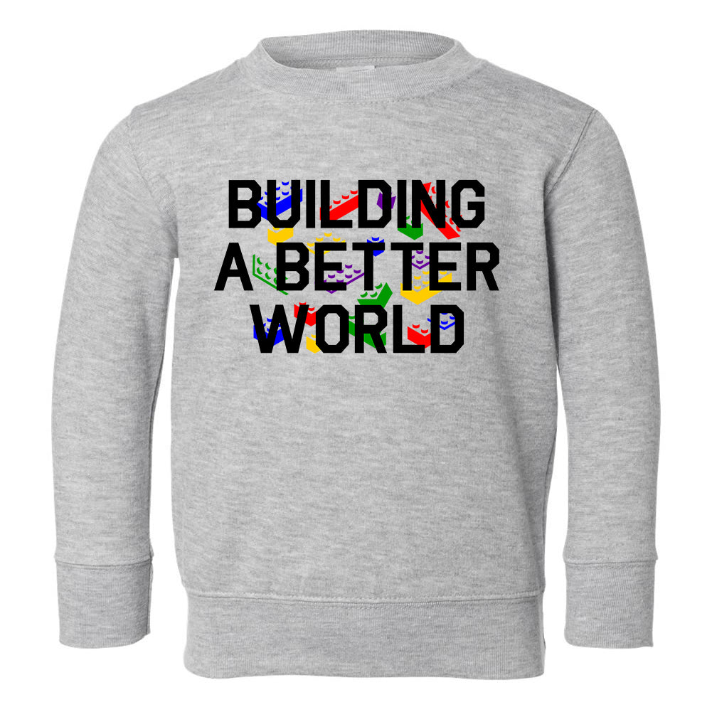 Building A Better World Blocks Toddler Boys Crewneck Sweatshirt Grey