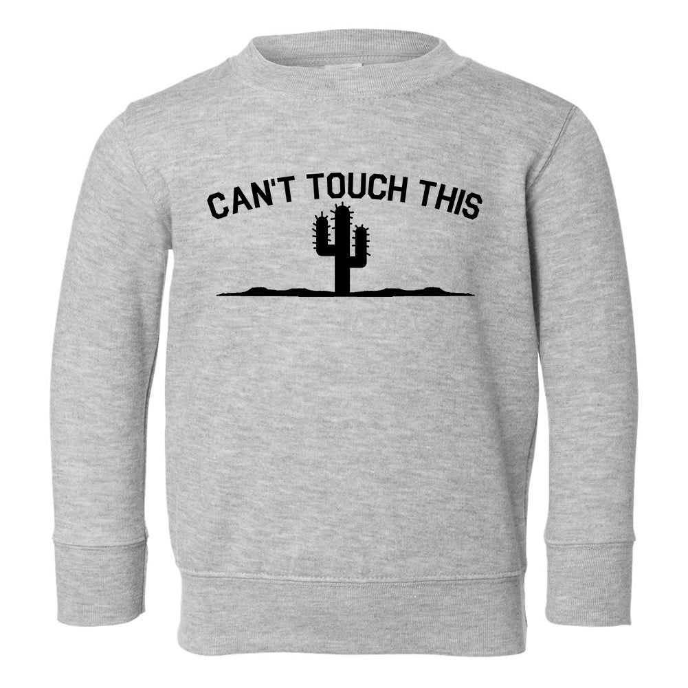Cant Touch This Cactus Funny Toddler Boys Crewneck Sweatshirt Grey