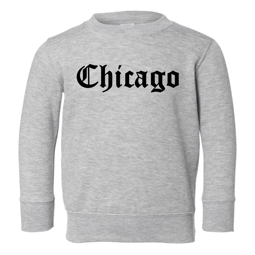 Chicago IL Old English Toddler Boys Crewneck Sweatshirt Grey