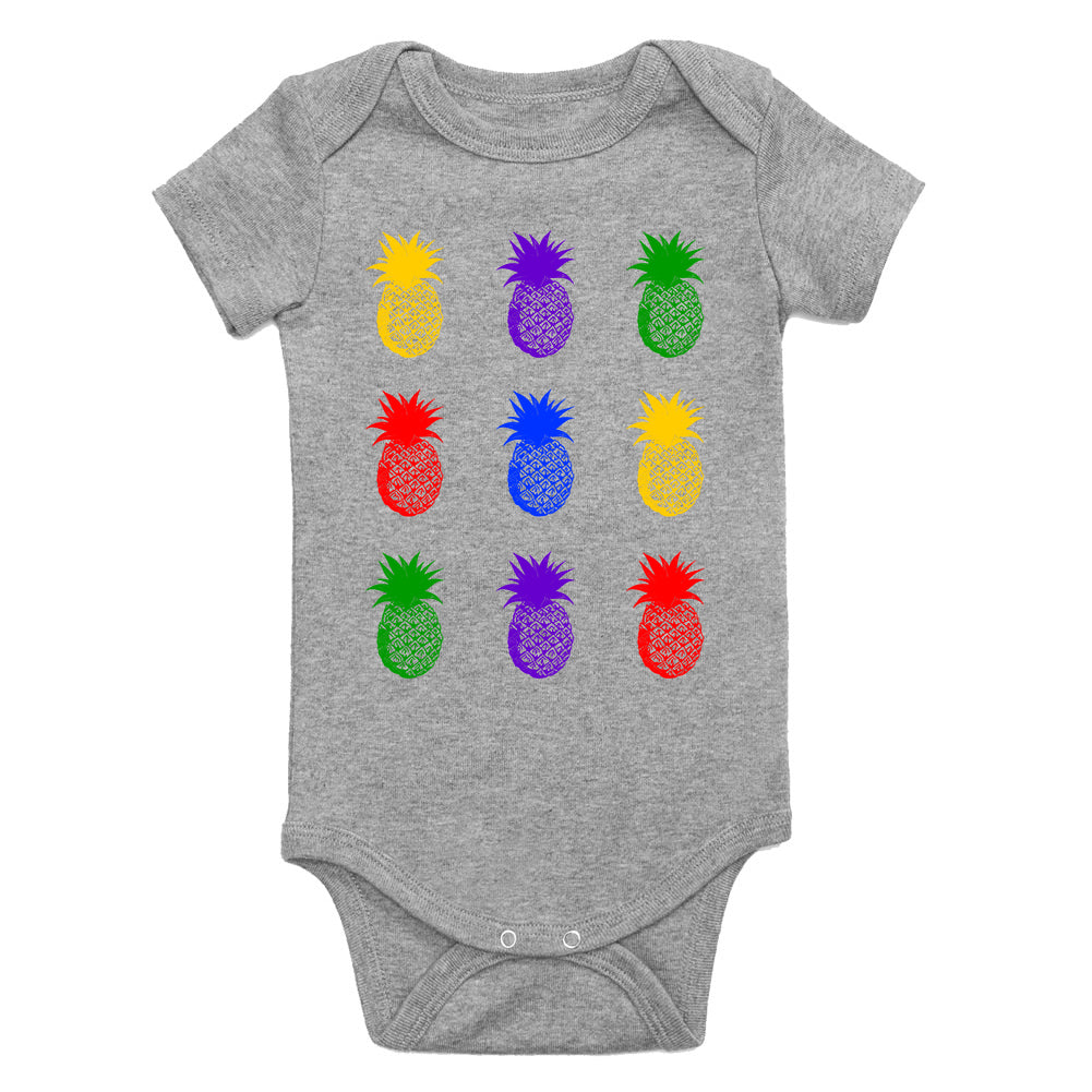 Colorful Pineapples Fruit Infant Baby Boys Bodysuit Grey