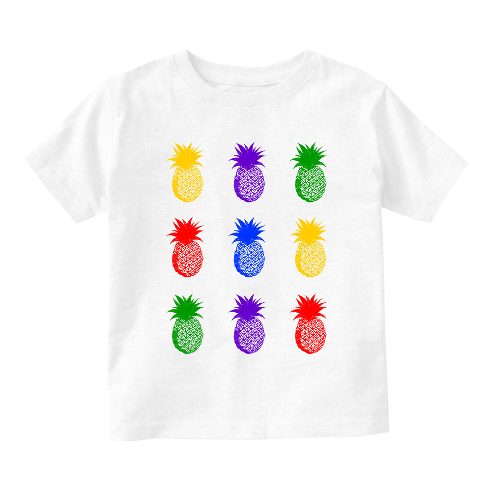 Colorful Pineapples Fruit Infant Baby Boys Short Sleeve T-Shirt White
