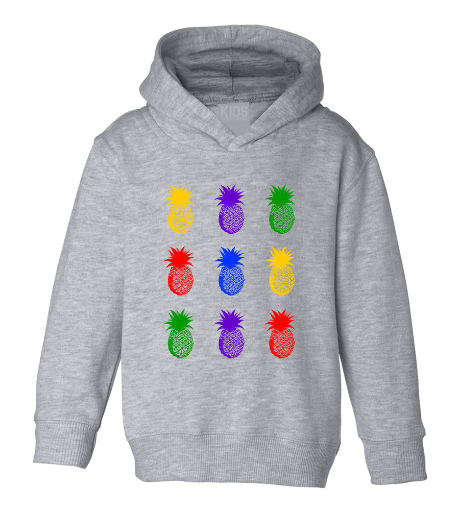 Colorful Pineapples Fruit Toddler Boys Pullover Hoodie Grey
