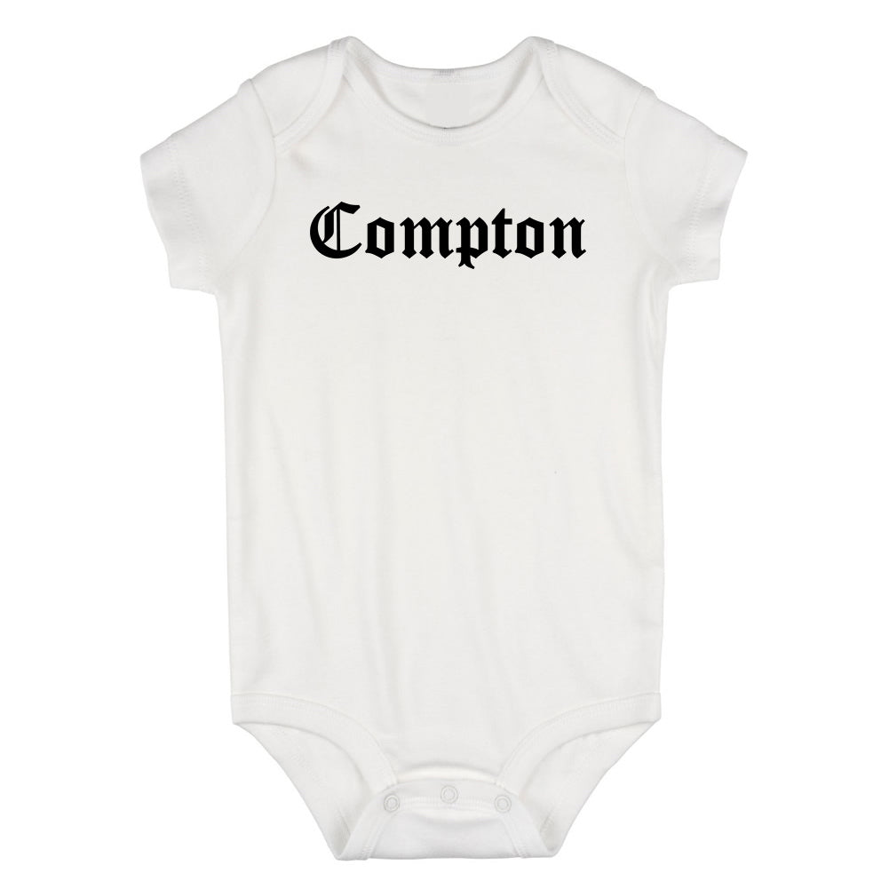 Compton Old English California Infant Baby Boys Bodysuit White