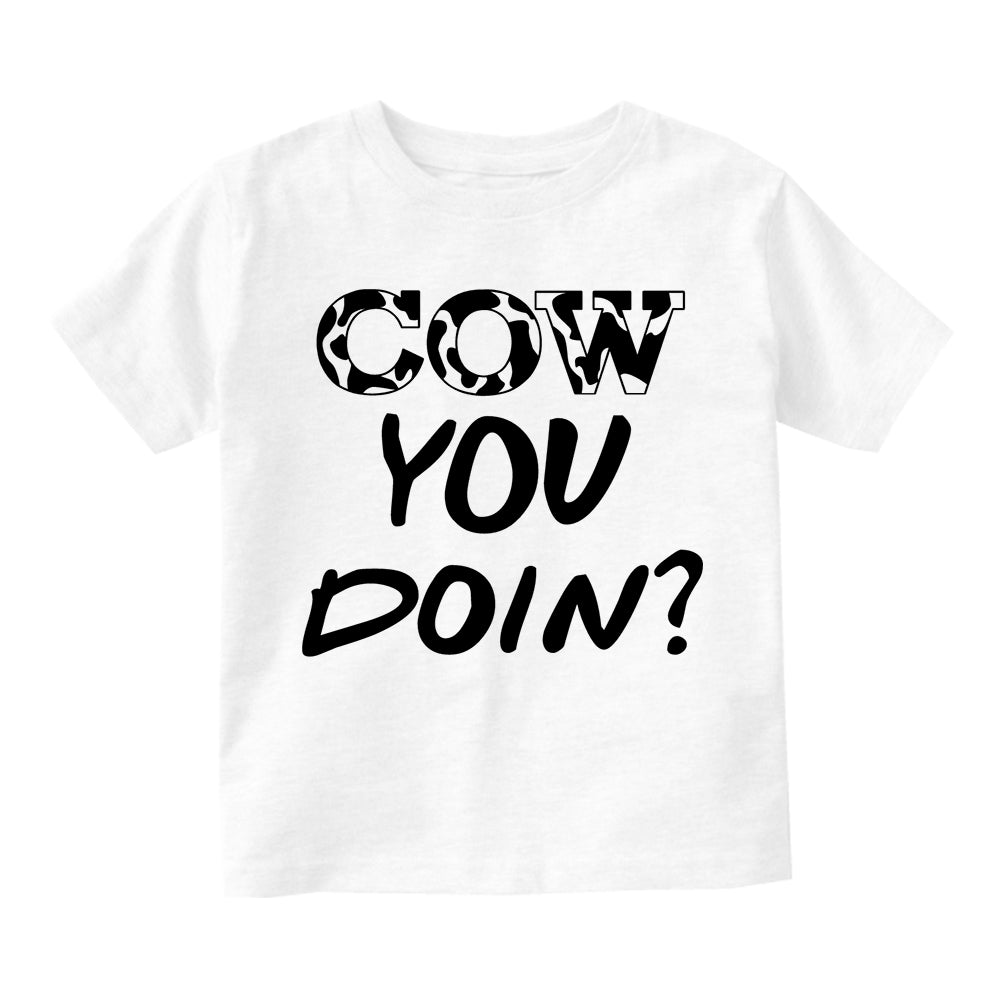 Cow You Doin Print Toddler Boys Short Sleeve T-Shirt White