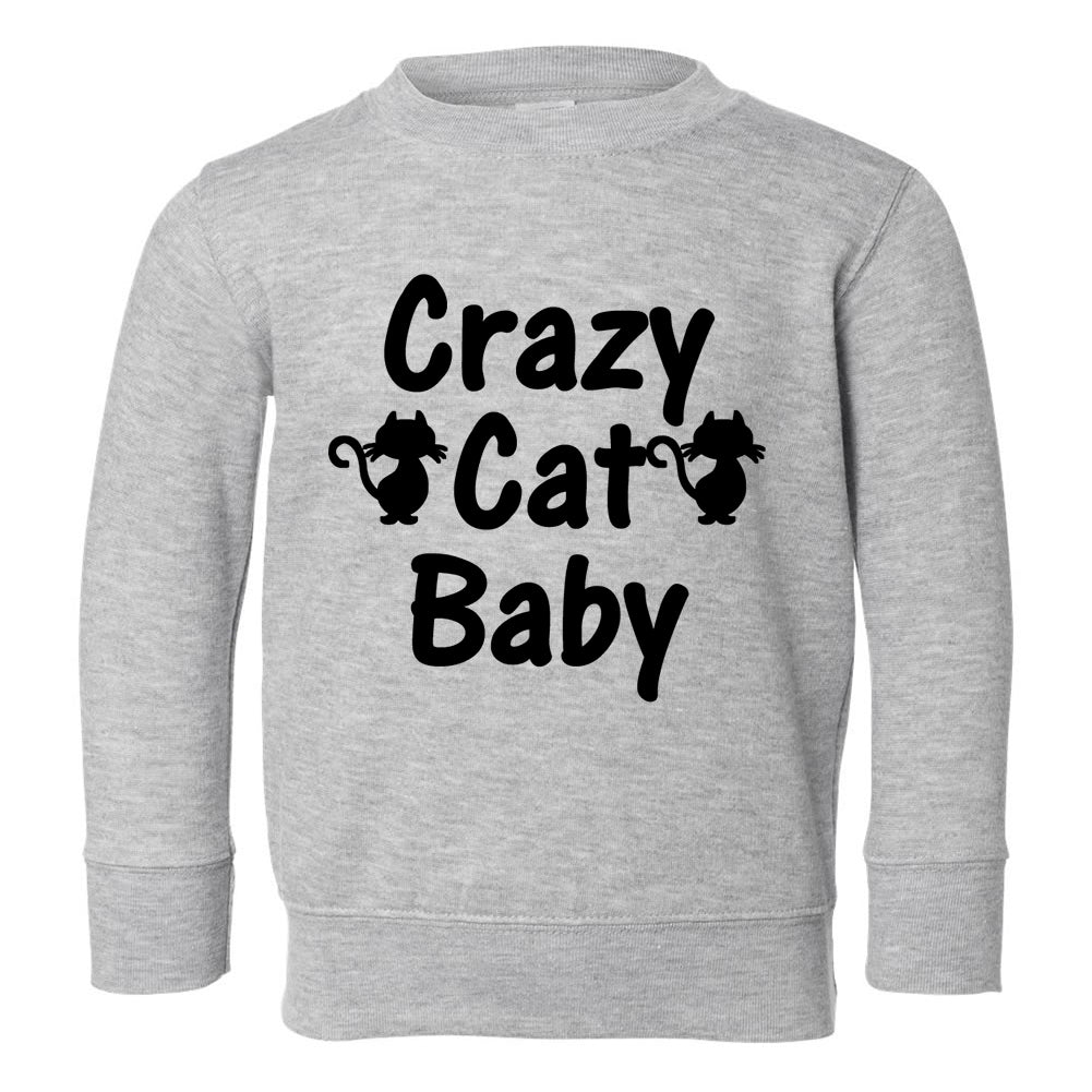 Crazy Cat Baby Toddler Boys Crewneck Sweatshirt Grey