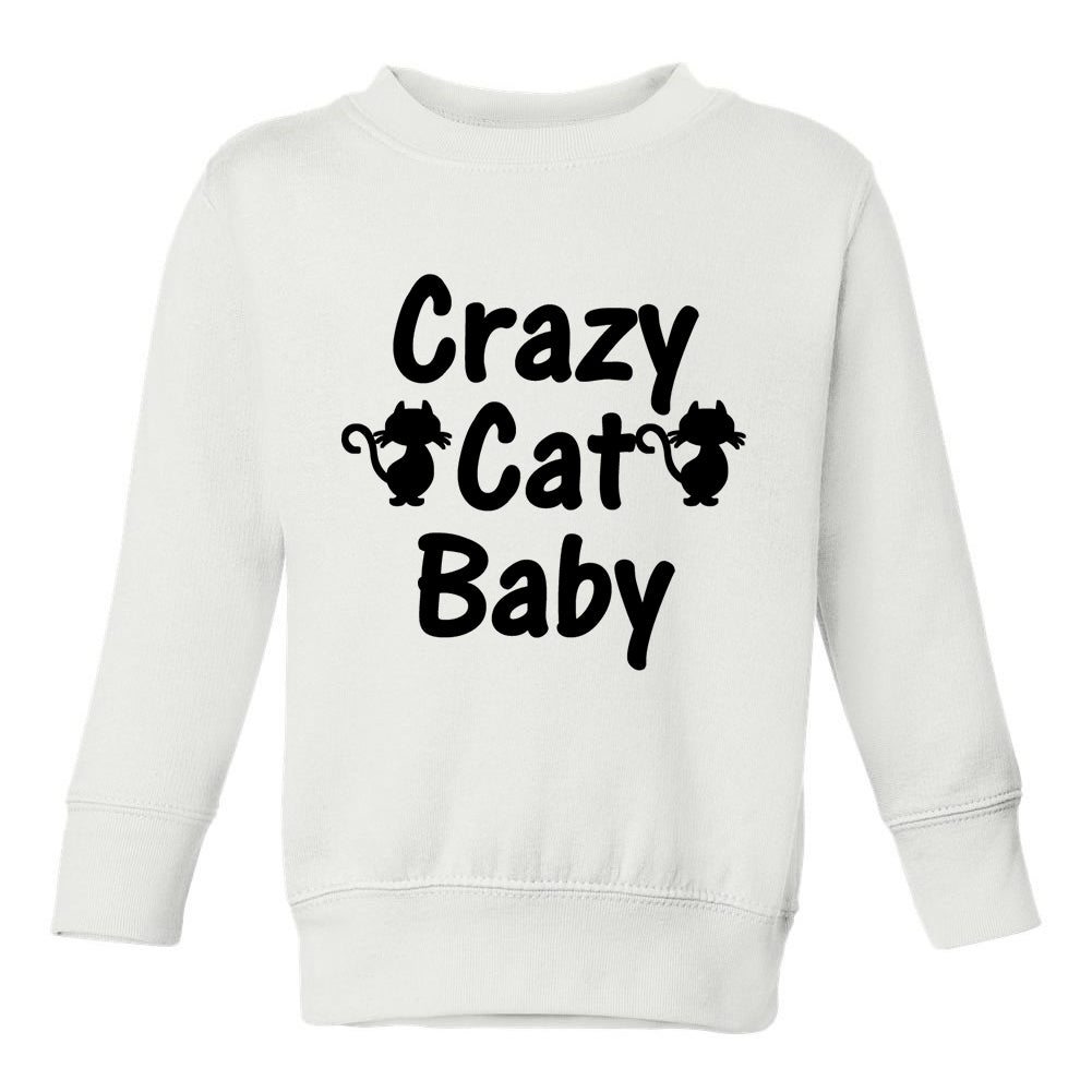 Crazy Cat Baby Toddler Boys Crewneck Sweatshirt White