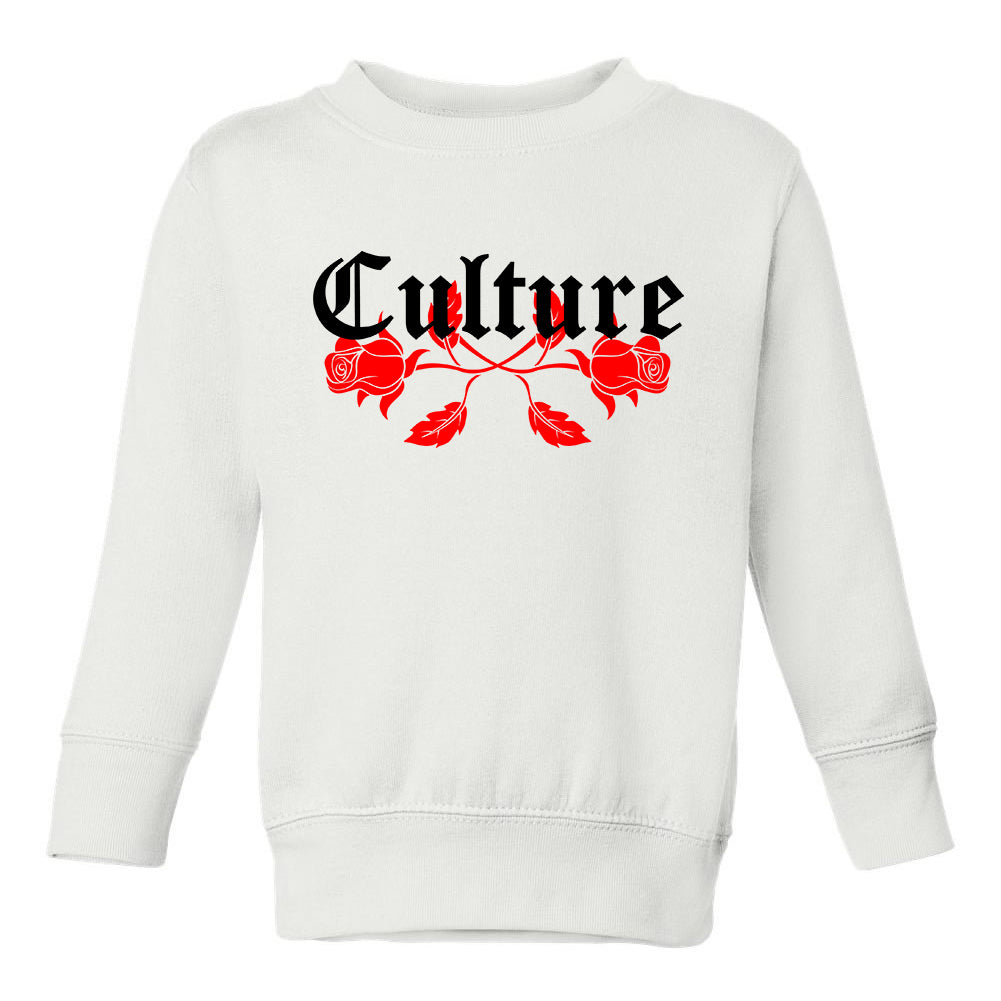 Culture Red Roses Toddler Boys Crewneck Sweatshirt White