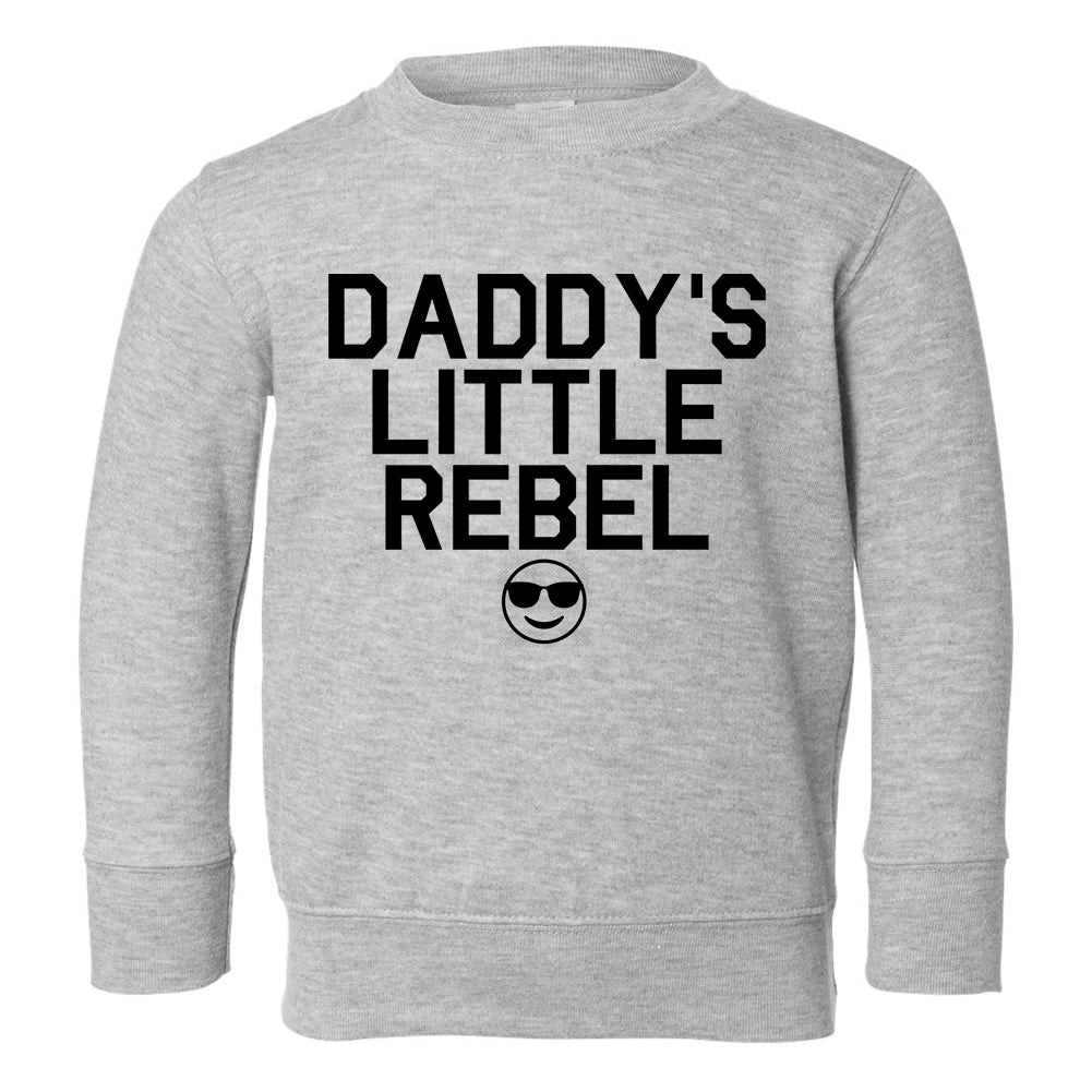 Daddys Little Rebel Emoji Toddler Boys Crewneck Sweatshirt Grey
