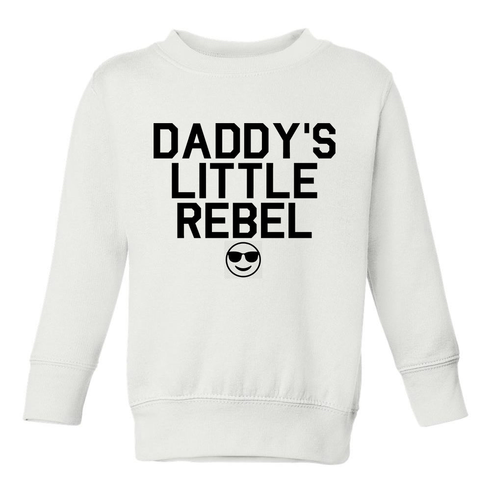 Daddys Little Rebel Emoji Toddler Boys Crewneck Sweatshirt White
