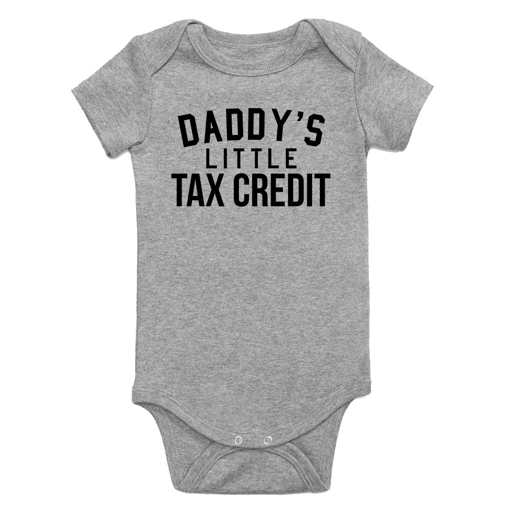 Daddys Little Tax Credit Funny Babyshower Infant Baby Boys Bodysuit Grey