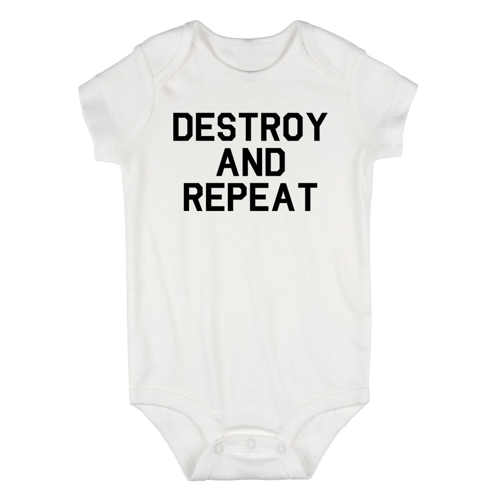 Destroy And Repeat Infant Baby Boys Bodysuit White