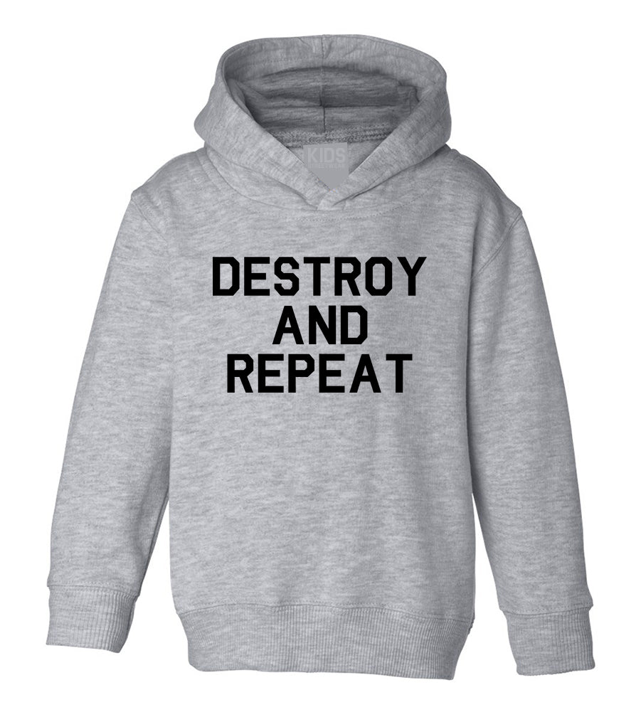Destroy And Repeat Toddler Boys Pullover Hoodie Grey