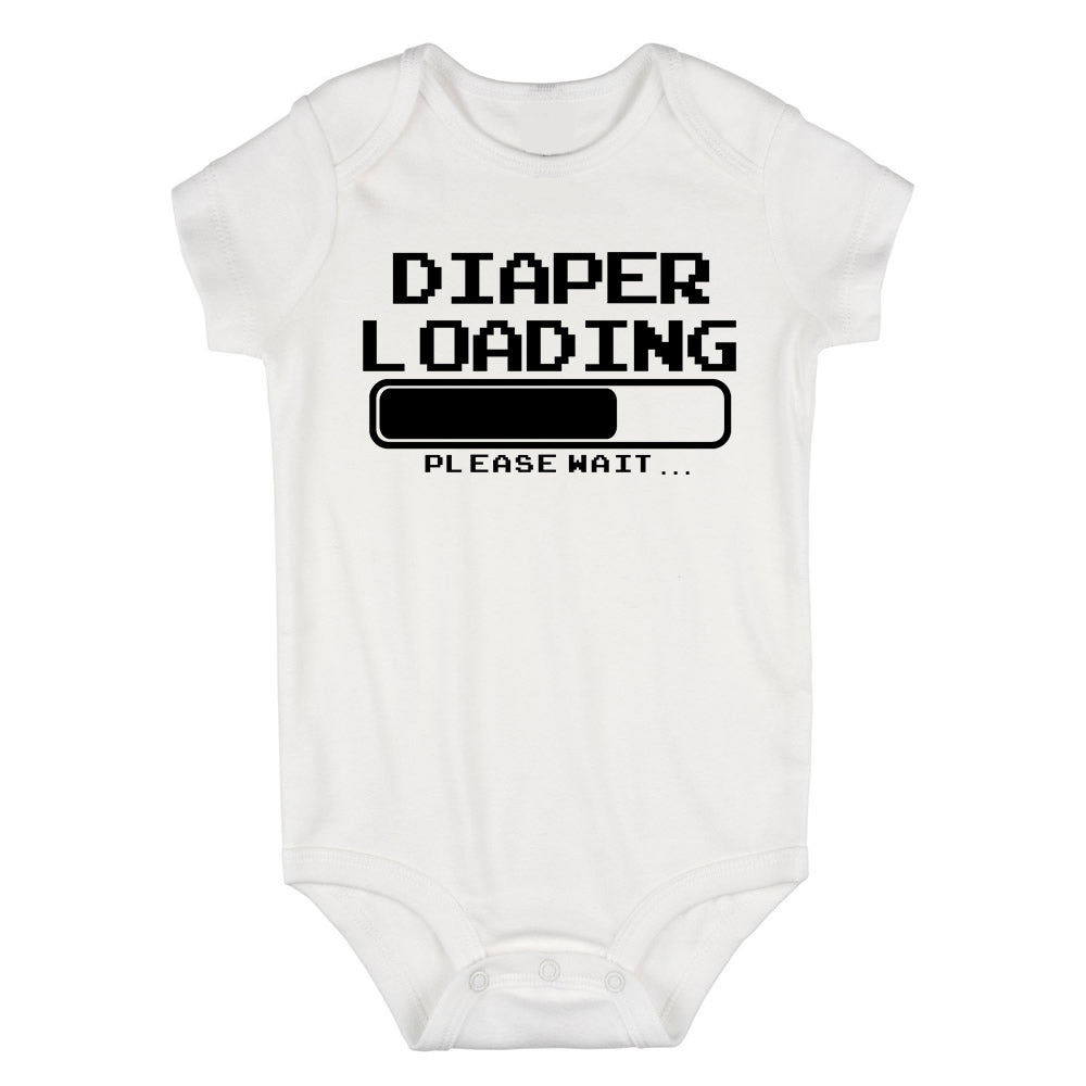 Diaper Loading Please Wait Poop Funny Baby Bodysuit One Piece White