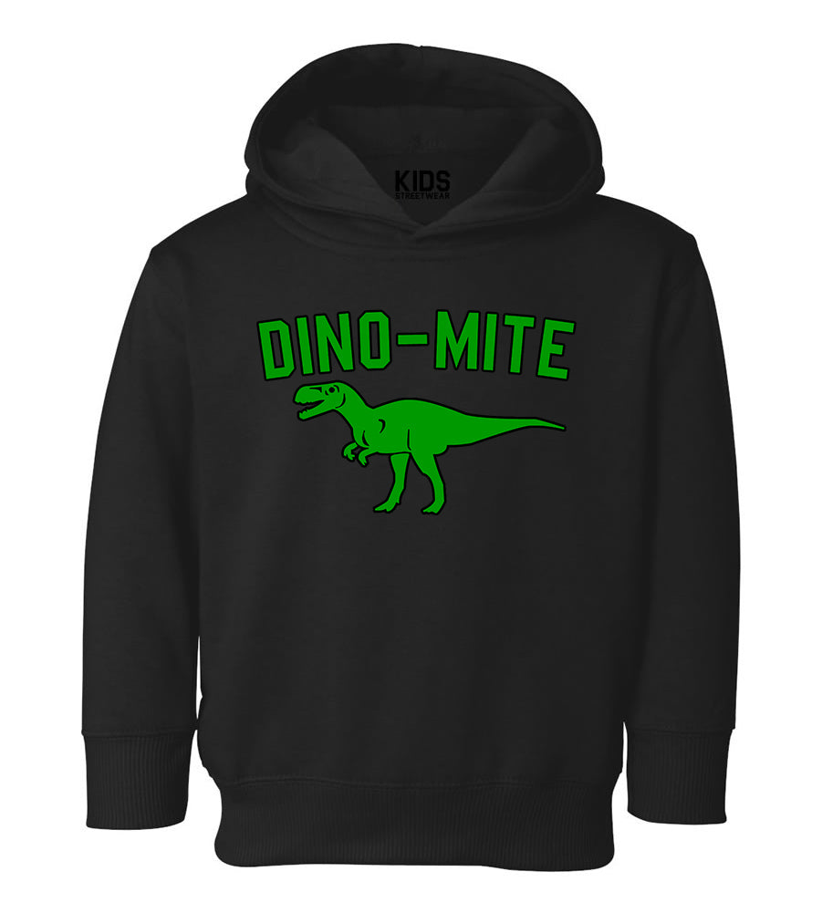 Dino Mite Dinosaur Funny Toddler Boys Pullover Hoodie Black