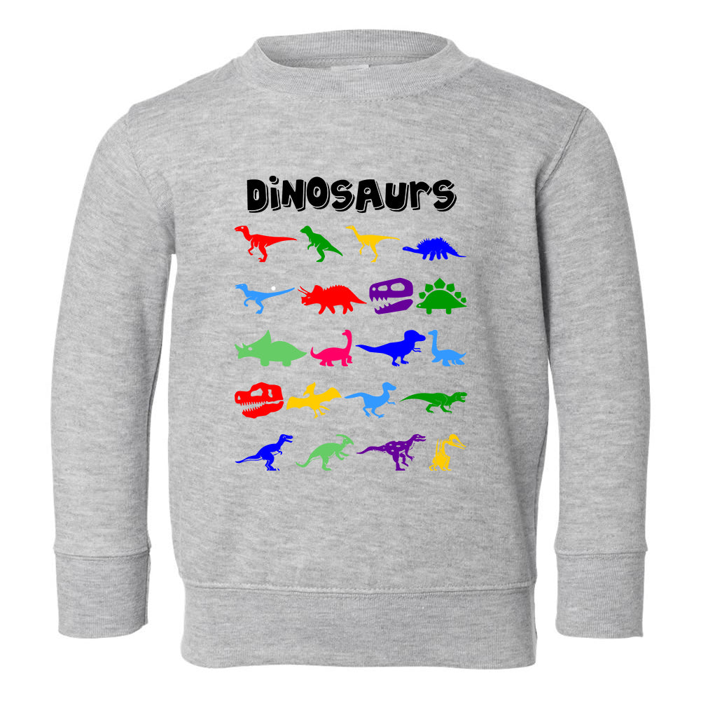Dinosaurs Colorful Collection Toddler Boys Crewneck Sweatshirt Grey