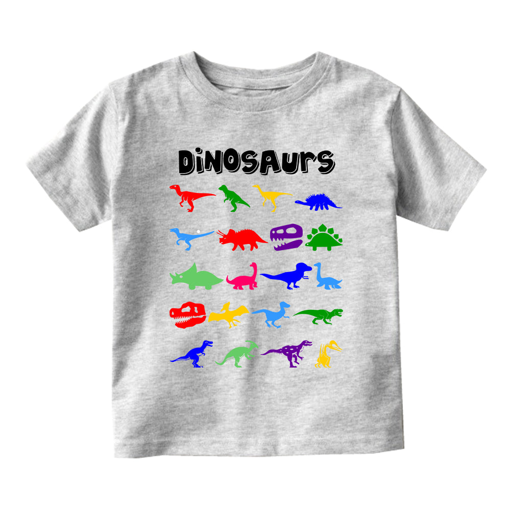 Dinosaurs Colorful Collection Toddler Boys Short Sleeve T-Shirt Grey