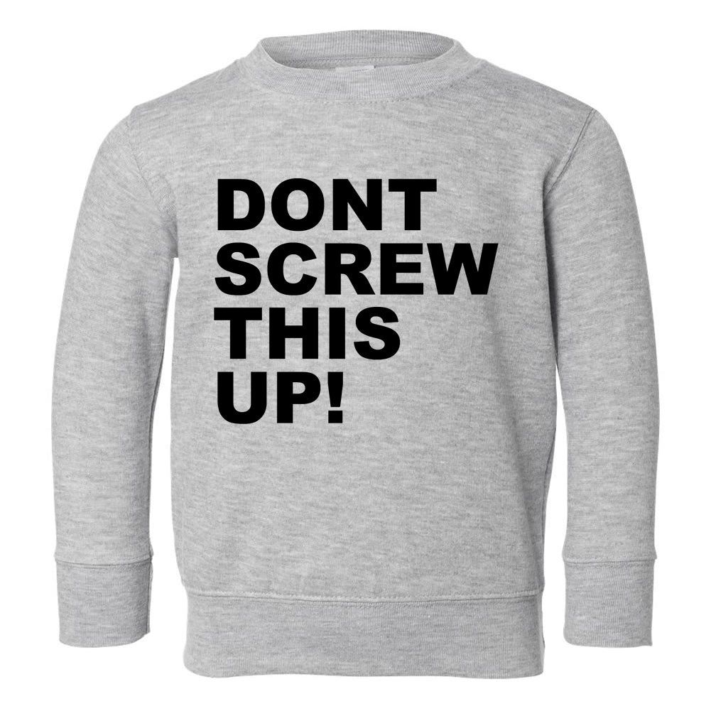 Dont Screw This Up Toddler Boys Crewneck Sweatshirt Grey
