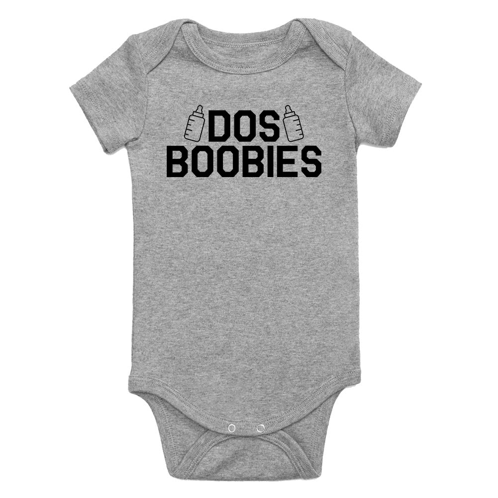 Dos Boobies Milk Infant Baby Boys Bodysuit Grey