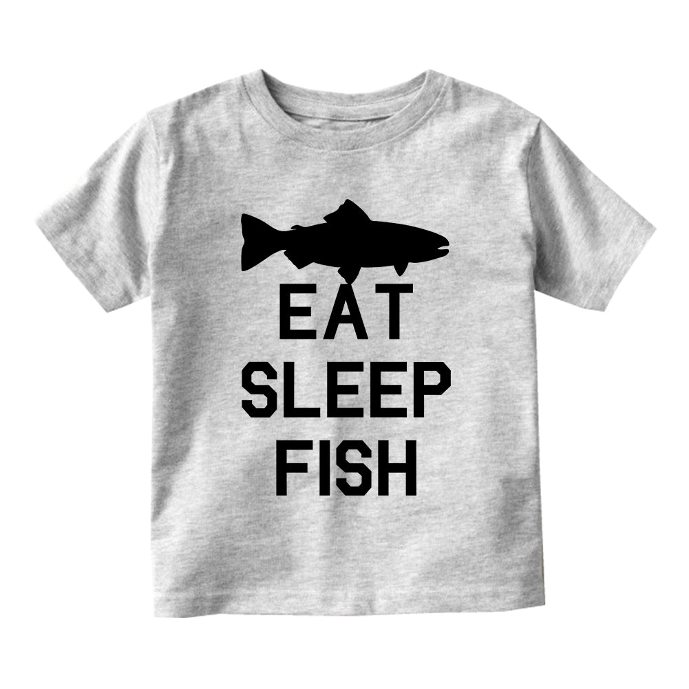 Eat Sleep Fish Fishing Infant Baby Boys Short Sleeve T-Shirt Grey