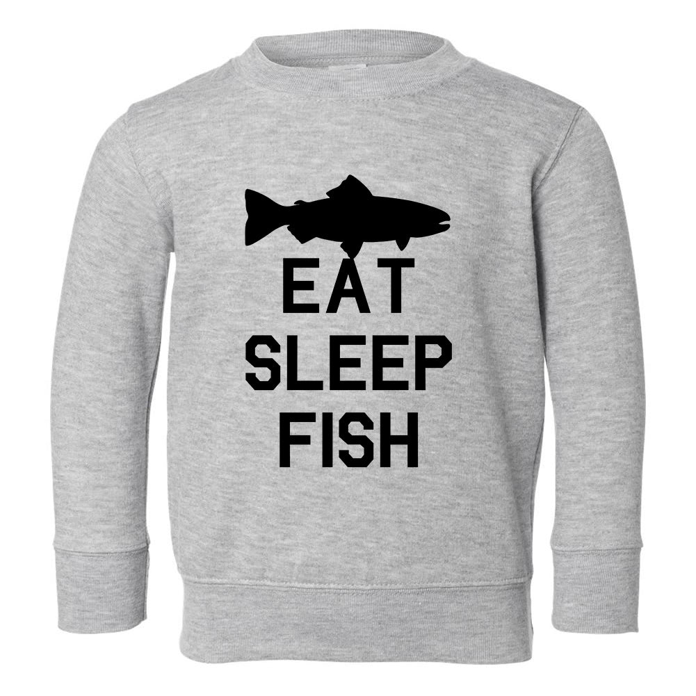 Eat Sleep Fish Fishing Toddler Boys Crewneck Sweatshirt Grey