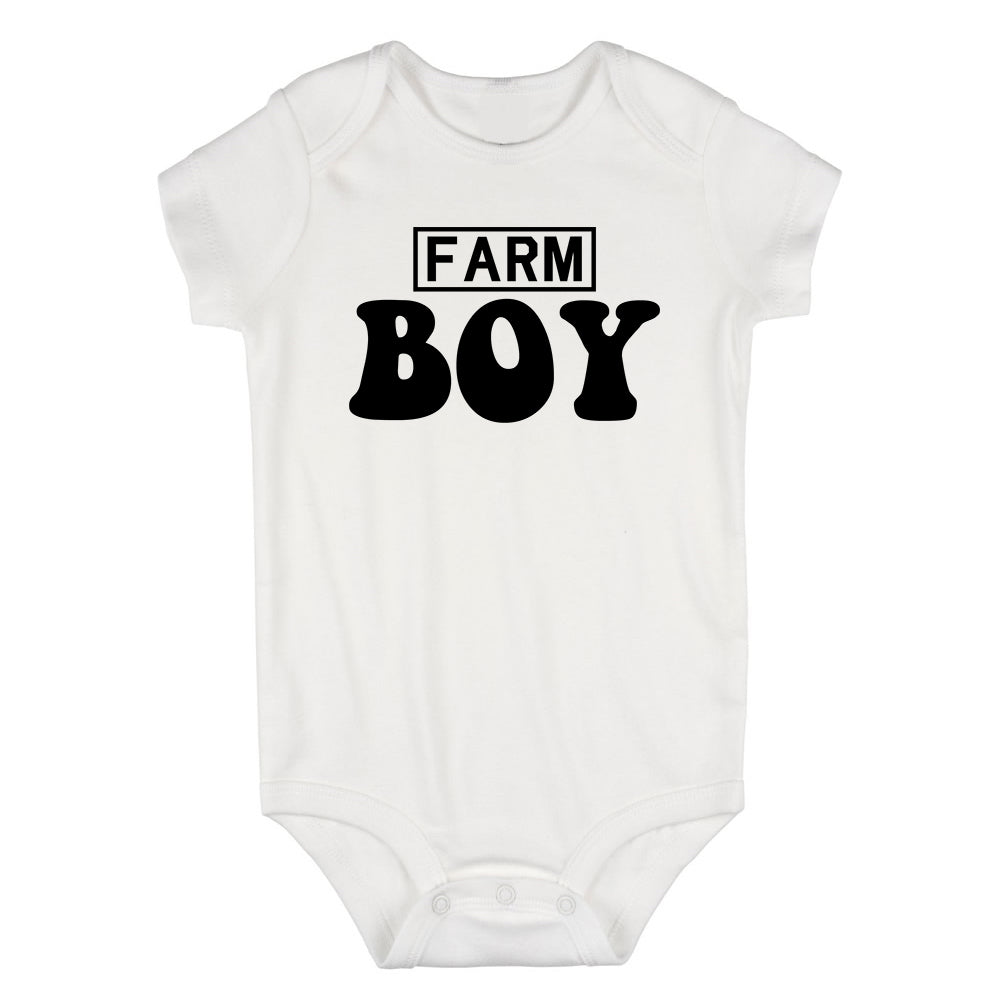 Farm Boy Country Infant Baby Boys Bodysuit White