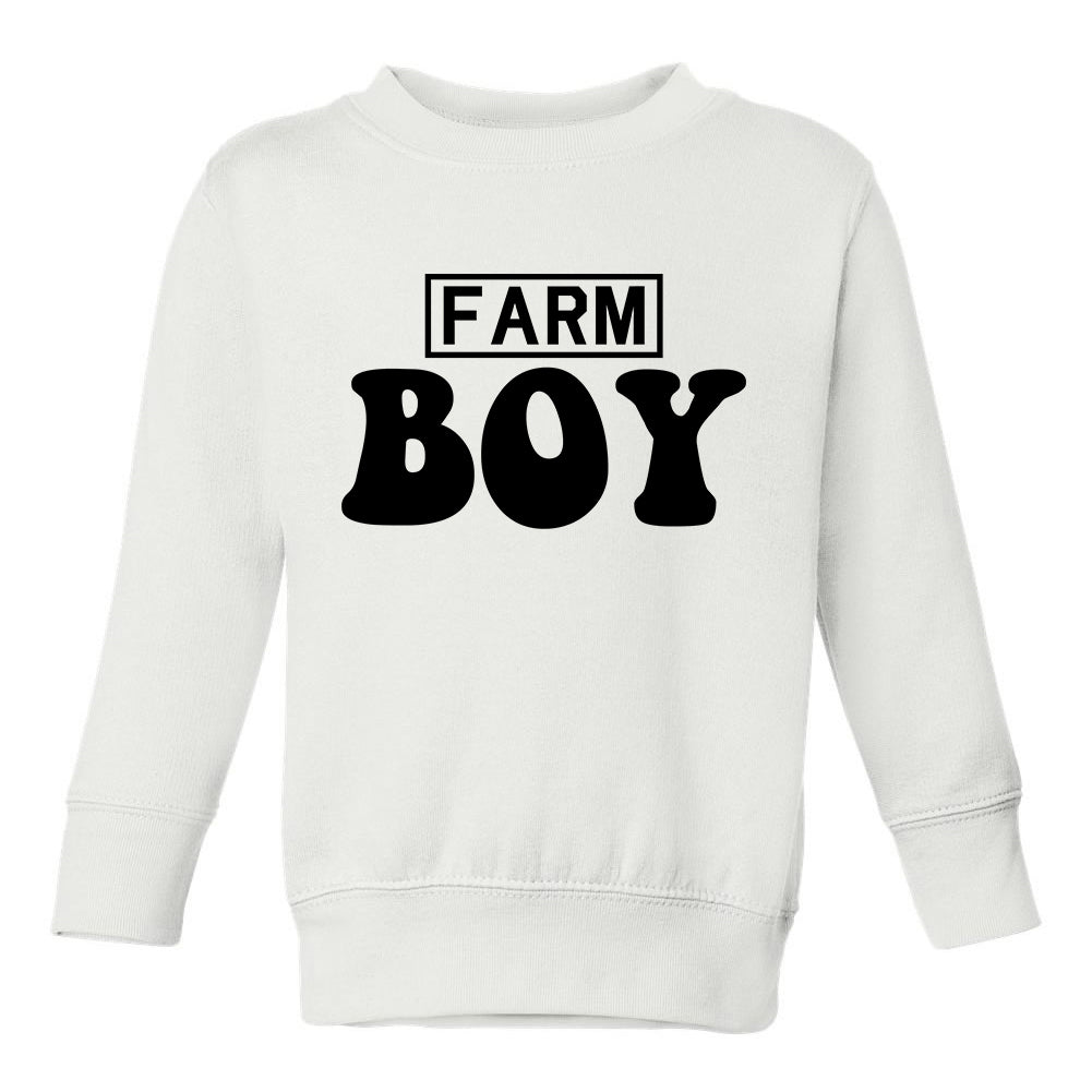 Farm Boy Country Toddler Boys Crewneck Sweatshirt White
