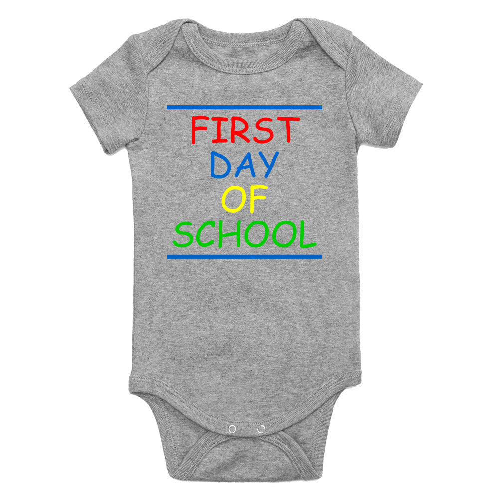 First Day Of School Colorful Infant Baby Boys Bodysuit Grey