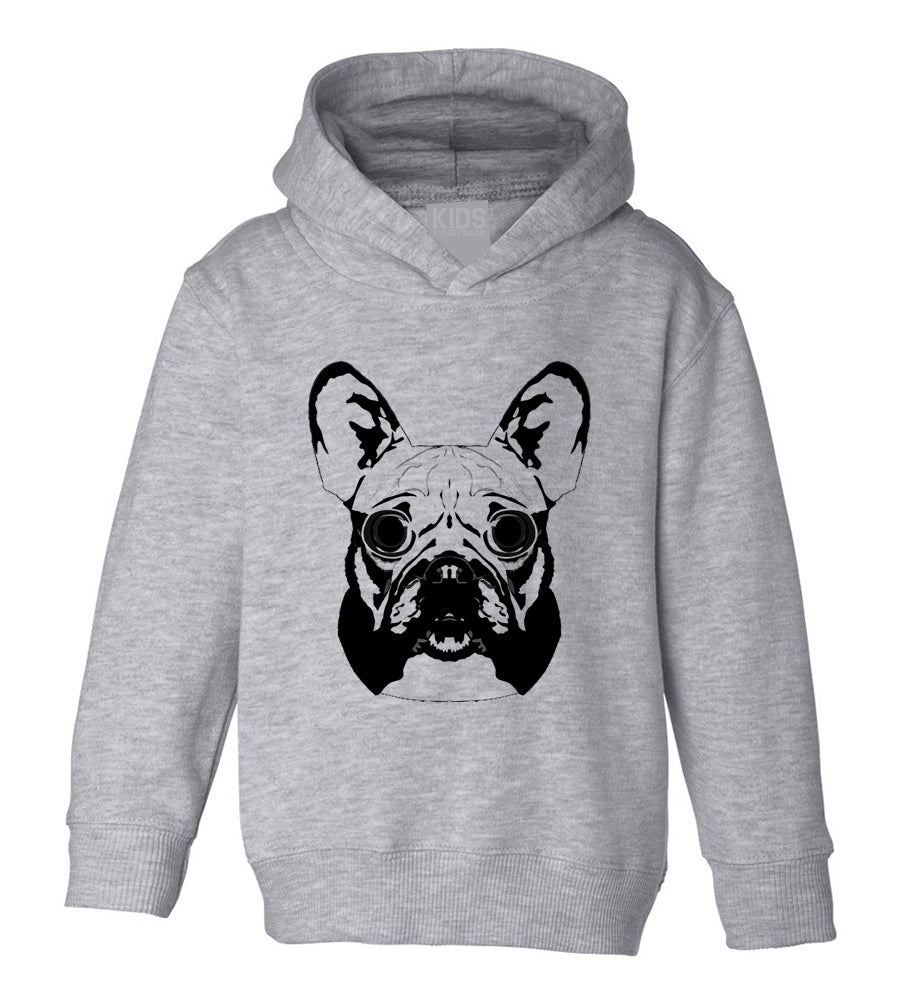 French Bulldog Toddler Boys Pullover Hoodie Grey
