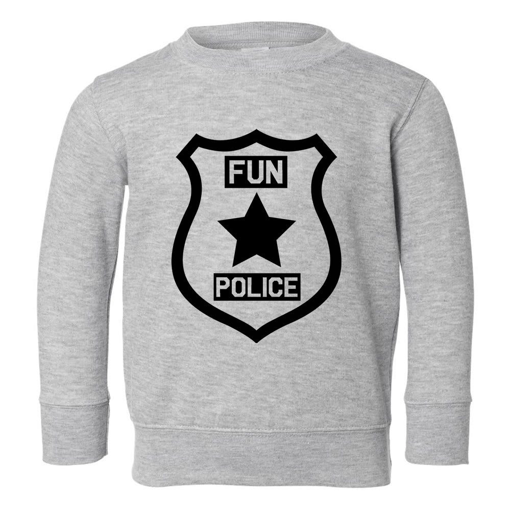 Fun Police Badge Star Toddler Boys Crewneck Sweatshirt Grey