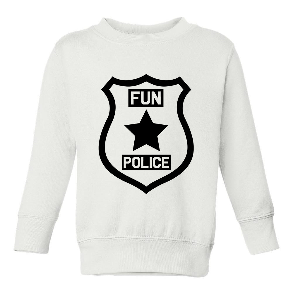 Fun Police Badge Star Toddler Boys Crewneck Sweatshirt White