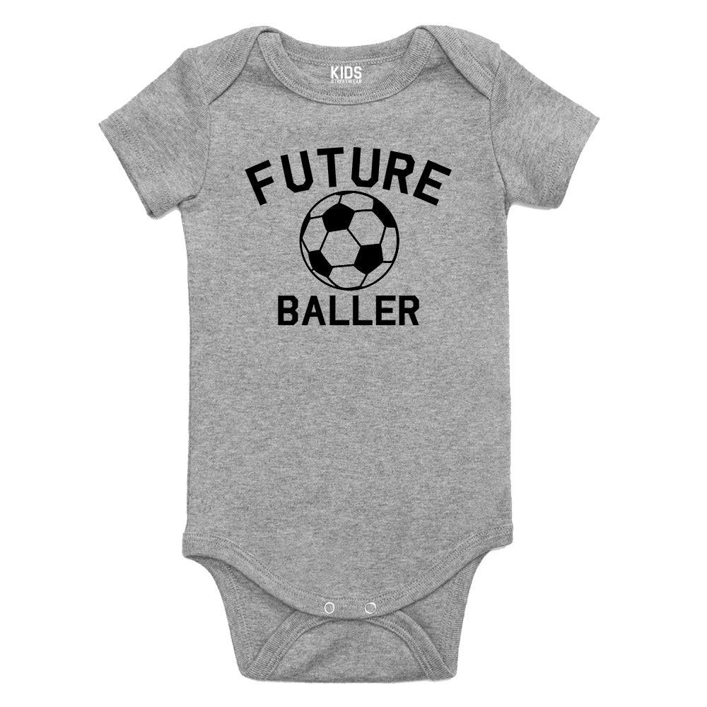 Future Baller Soccerl Sports Baby Bodysuit One Piece Grey
