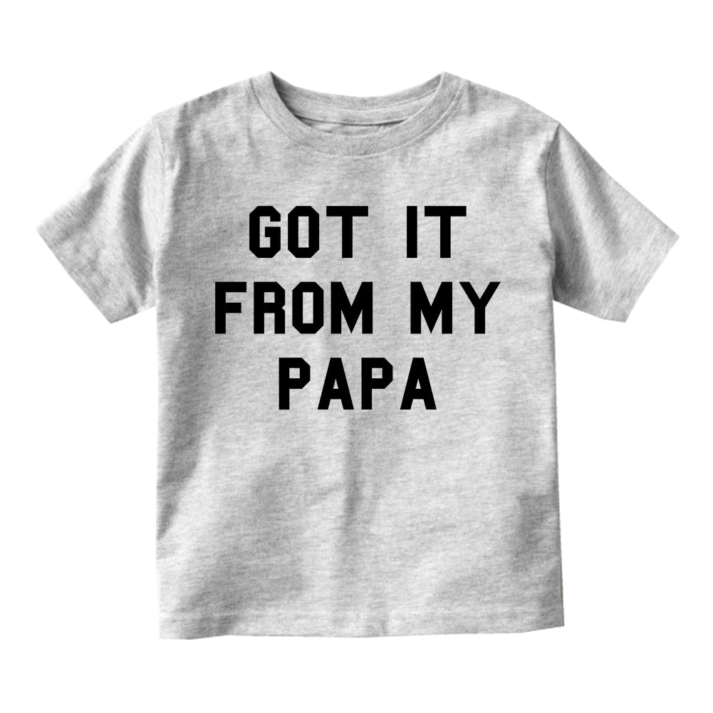 Got It From My Papa Funny Son Toddler Boys Short Sleeve T-Shirt Grey