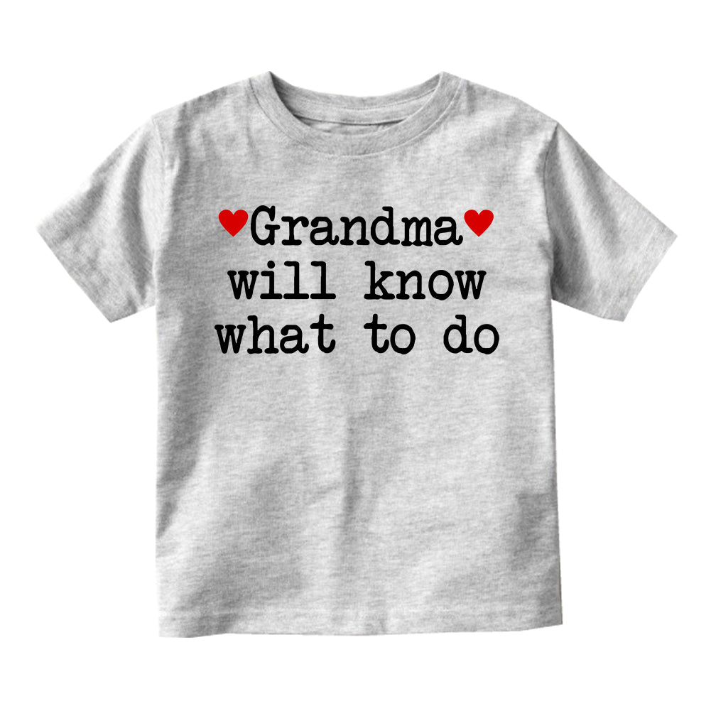 Grandma Will Know What To Do Heart Toddler Boys Short Sleeve T-Shirt Grey