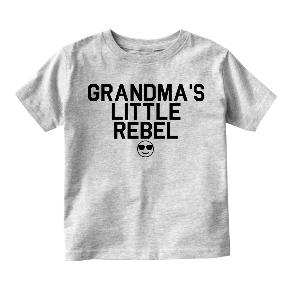 Grandmas Little Rebel Emoji Infant Baby Boys Short Sleeve T-Shirt Grey